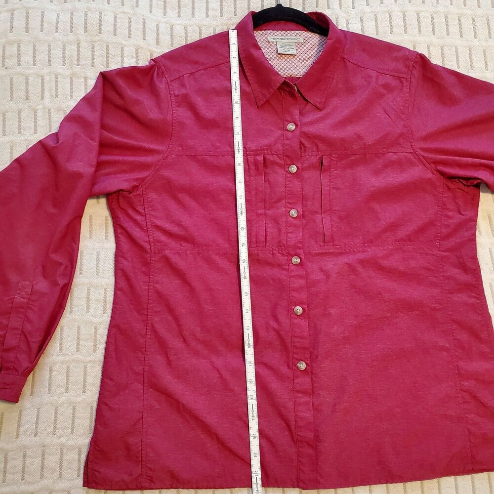 ExOfficio Shirt Womens XL Red Long Sleeve Button Up Hiking Quick Dry Outdoor